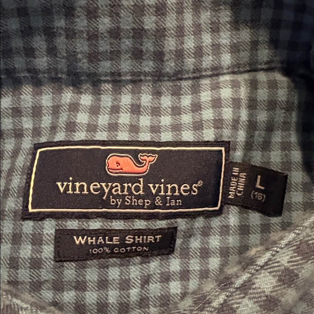 Vineyard Vines Blue Gingham Boys Flannel Shirt - Picture 3 of 9